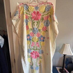 Long lightweight colorful embroidered caftan